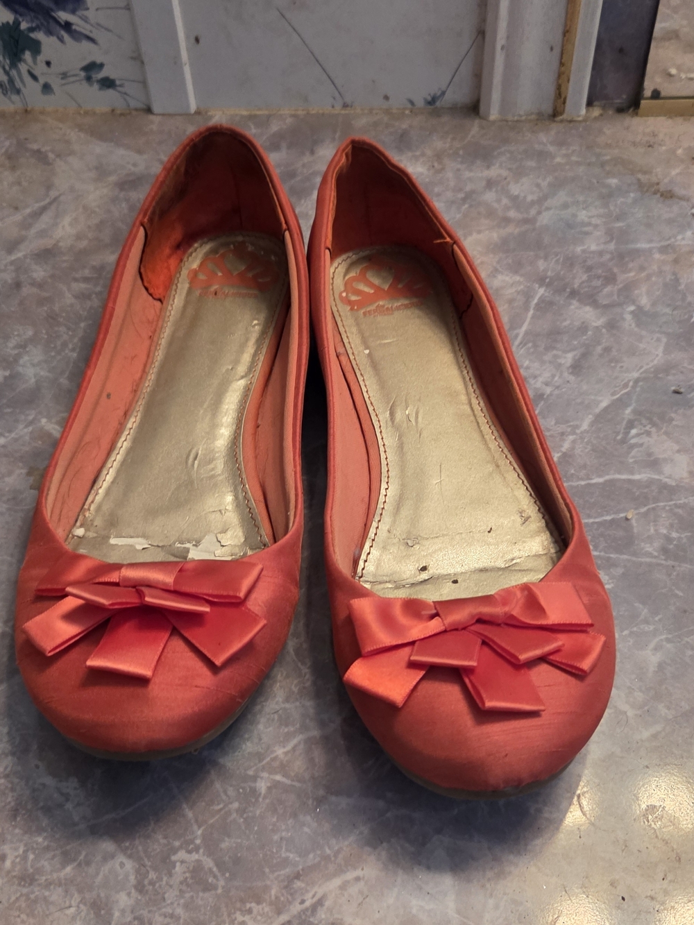 Fergalicious Orange Bow Ballet Flats